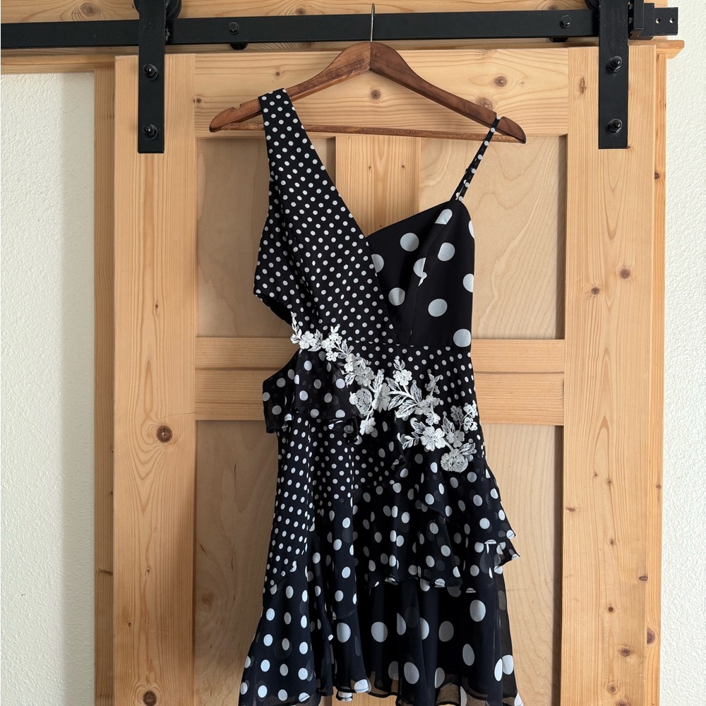 BCBGMaxAzria Black and White Polka Dot Cocktail Dress